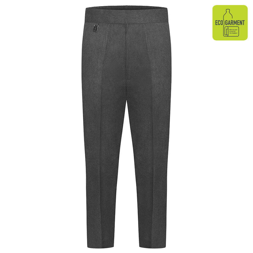 Boys Elastic Back Pull Up Grey Trousers by Zeco