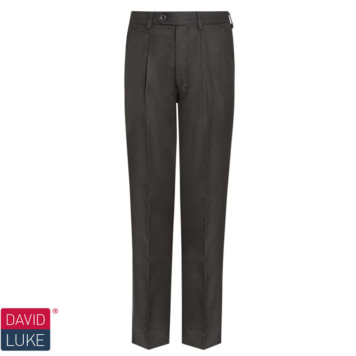 Charcoal Grey Senior Boys Elastic Back Trousers by David Luke