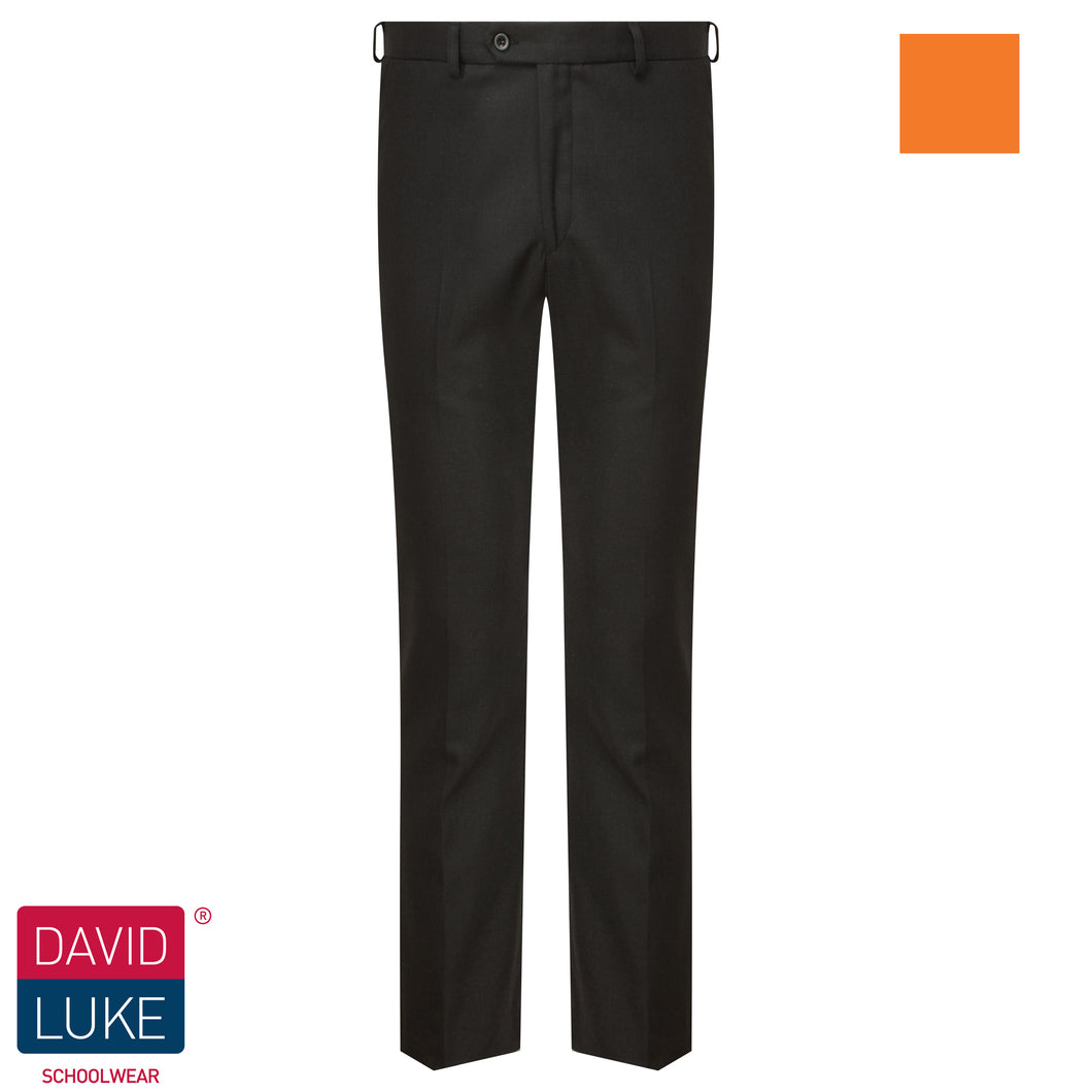 Charcoal Grey Slim Fit Flat Front Senior Trouser by David Luke