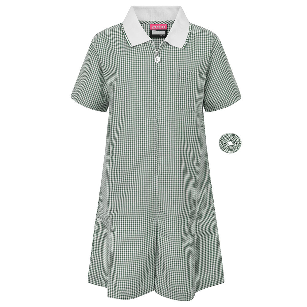 Green Gingham Check Summer Dress by Zeco