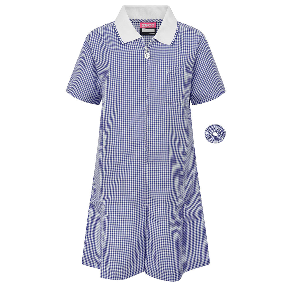 Navy Gingham Check Summer Dress by Zeco