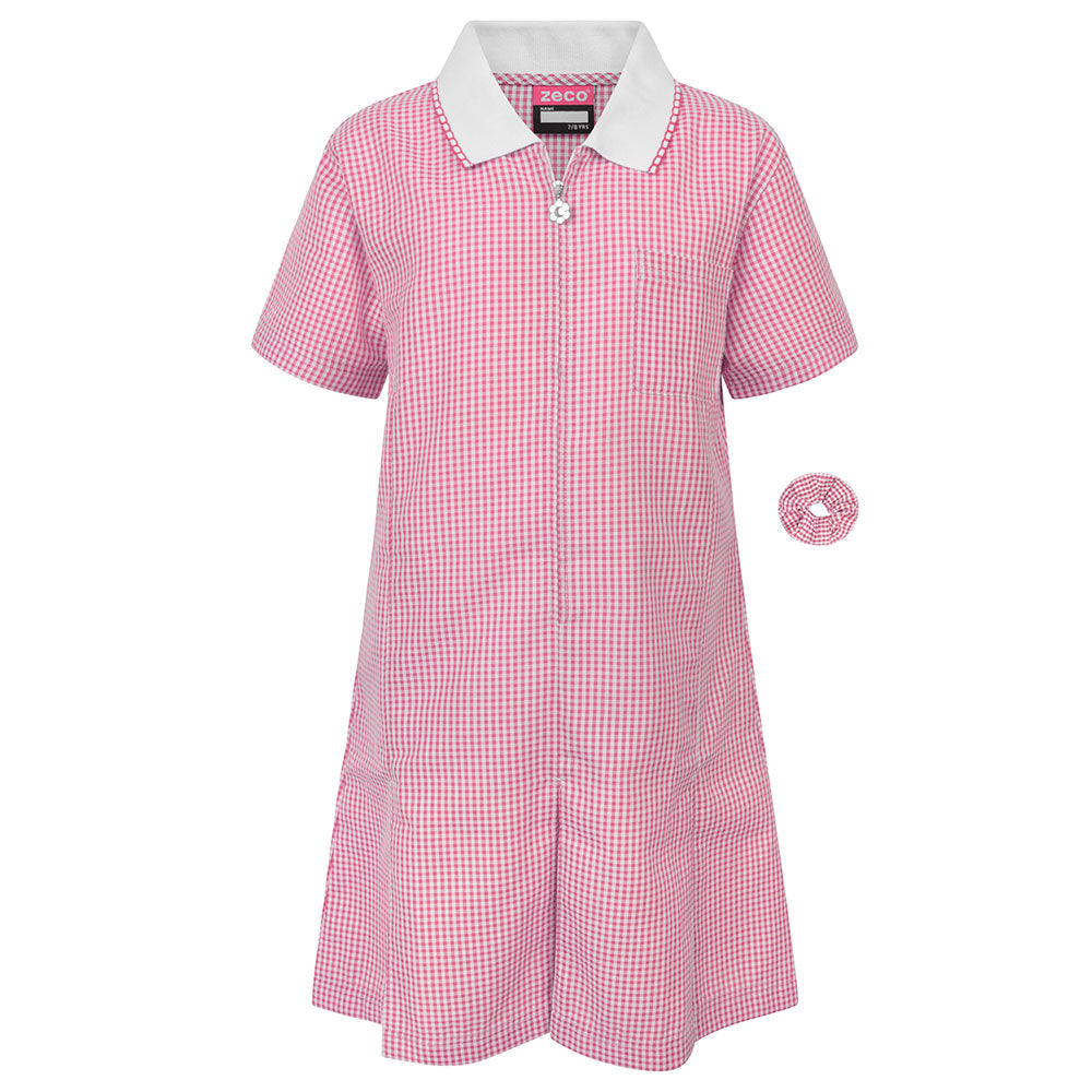 Pink Gingham Check Summer Dress by Zeco
