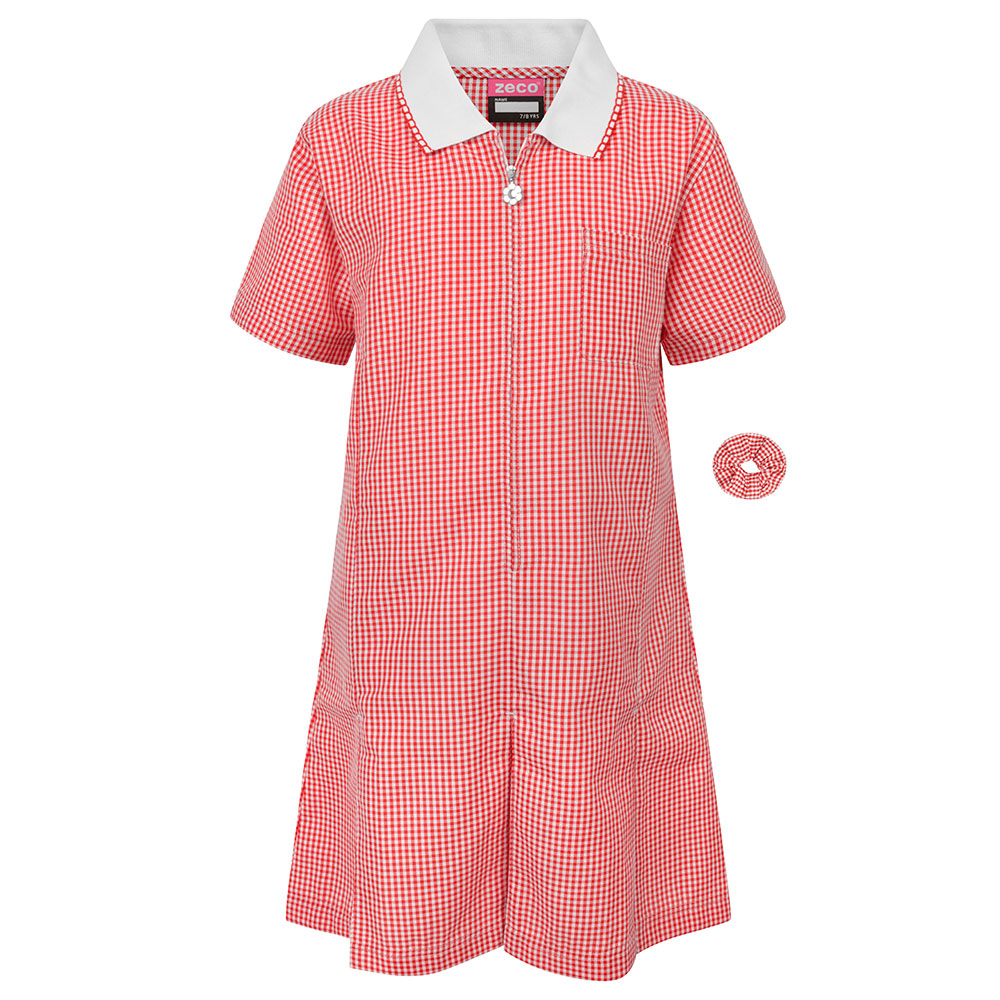 Red Gingham Check Summer Dress by Zeco