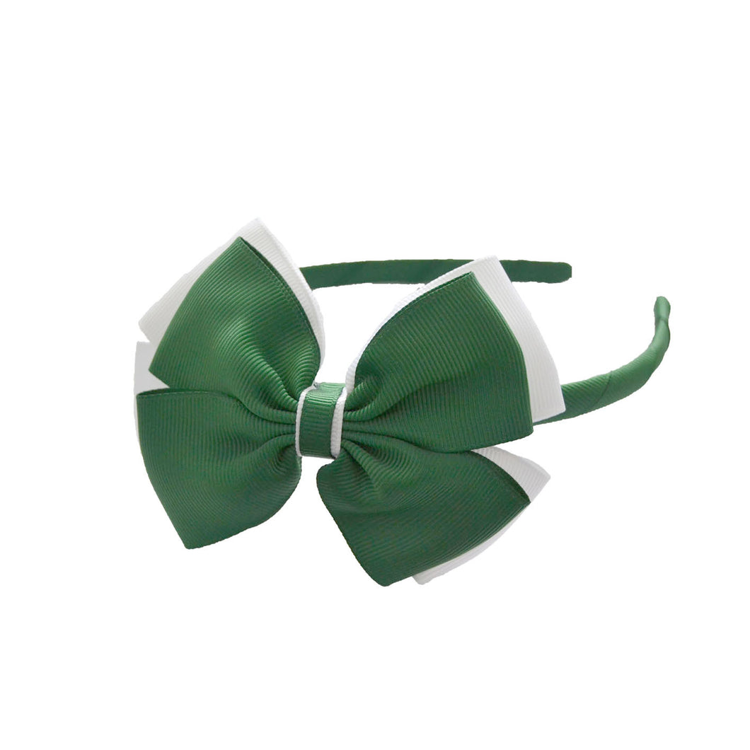 Opal Bow Headband Green / White