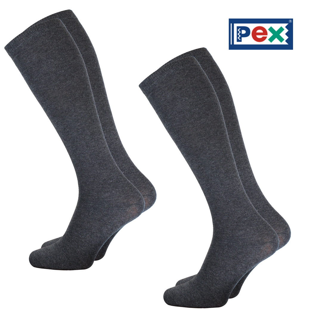 Knee High Smooth Knit Charcoal Grey Socks by Pex