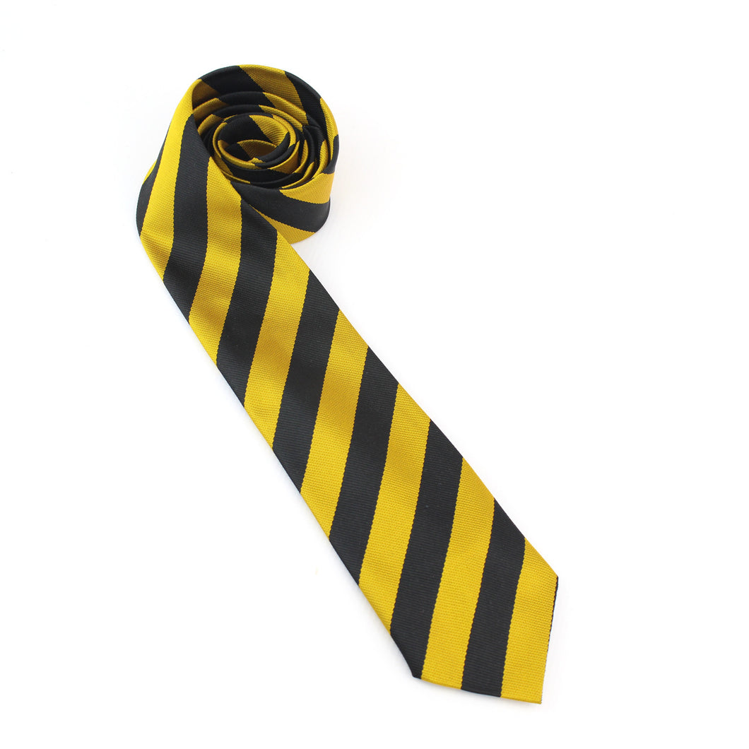 Retro School Tie with Black/Gold Broad Stripe 52