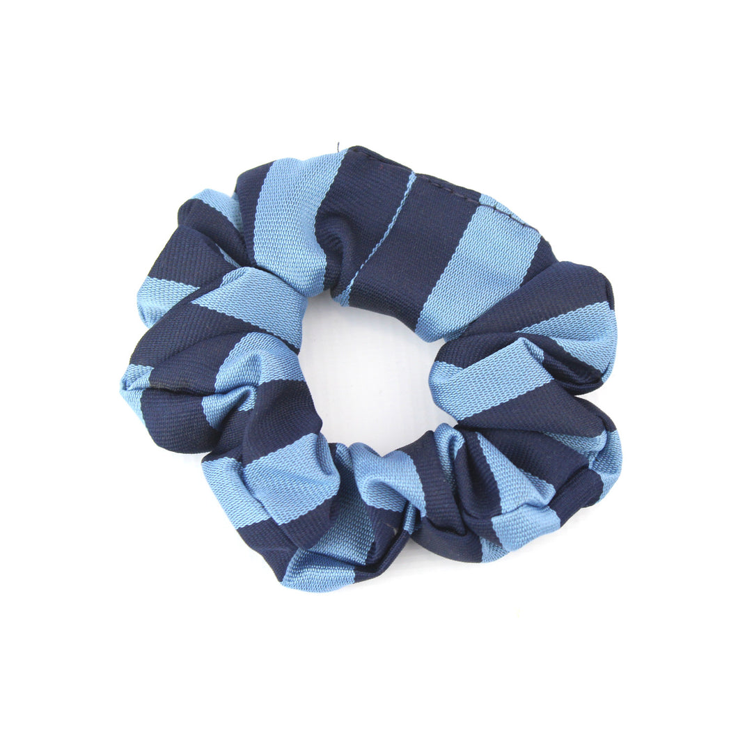 Retro School Scrunchie in Navy/Sky Broad Stripe