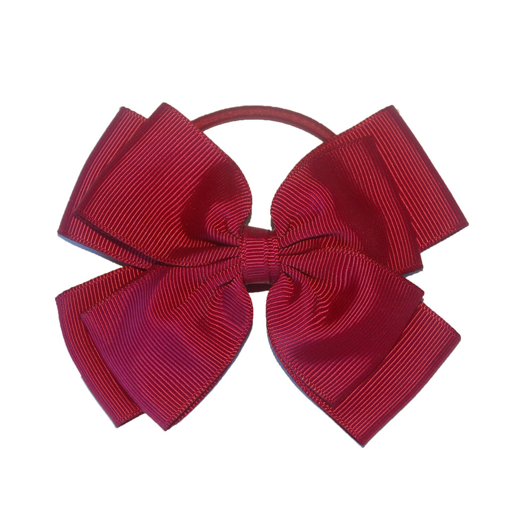 Opal Bow Hair Bobble Maroon