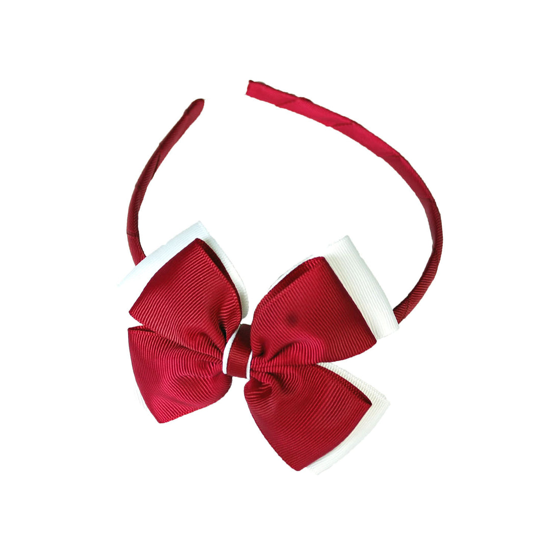 Opal Bow Headband Maroon / White