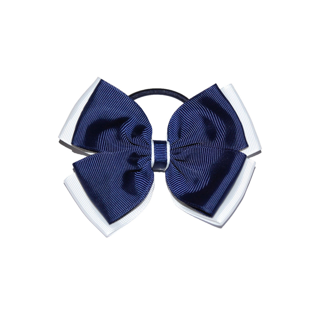 Opal Bow Hair Bobble Navy / White