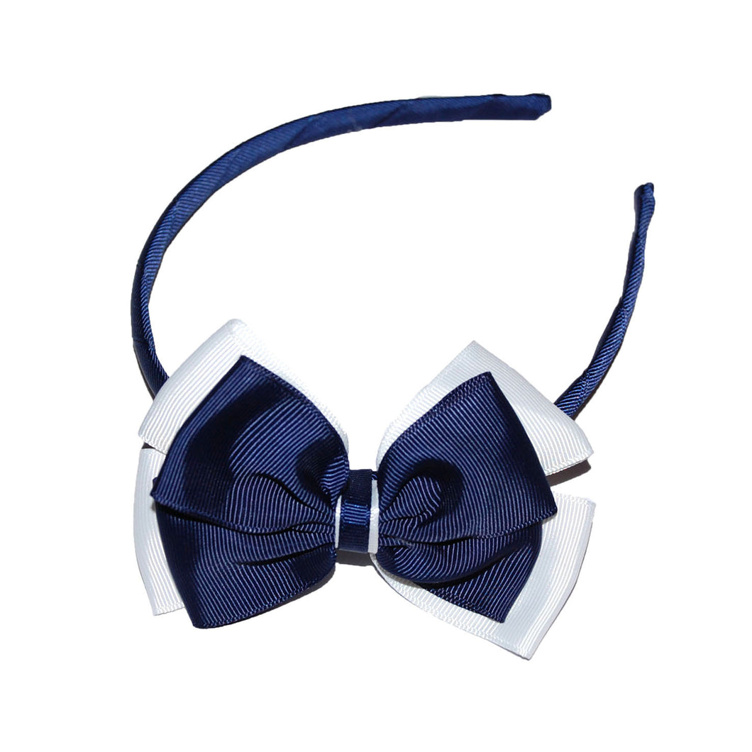 Opal Bow Headband Navy / White
