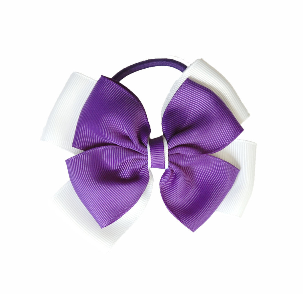 Opal Bow Hair Bobble Purple / White