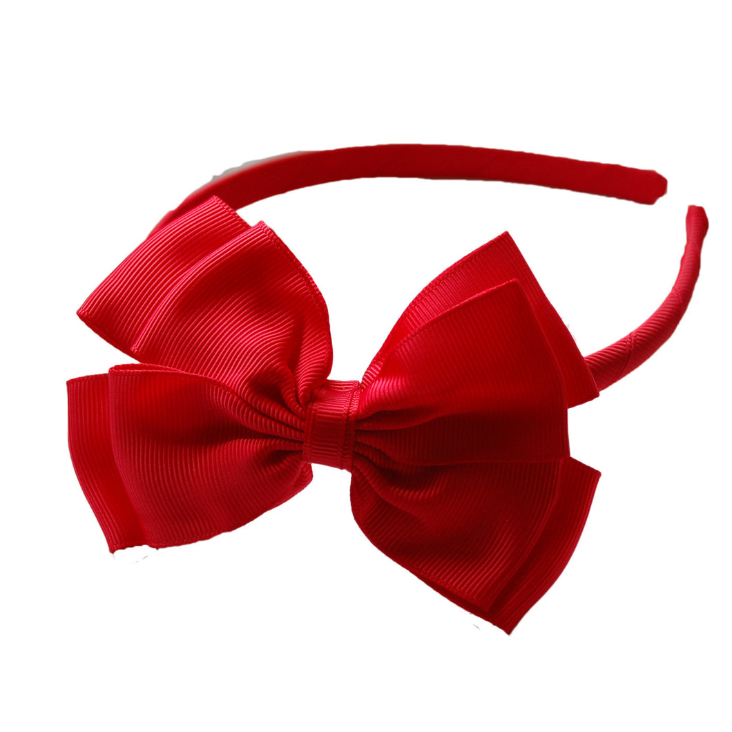 Opal Bow Headband Red