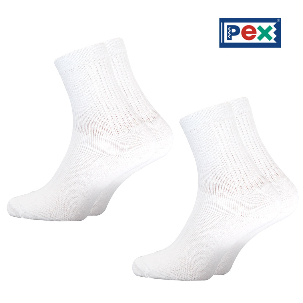 Cotton Rich 2 Pair Pack Cushioned White Sports Socks by Pex