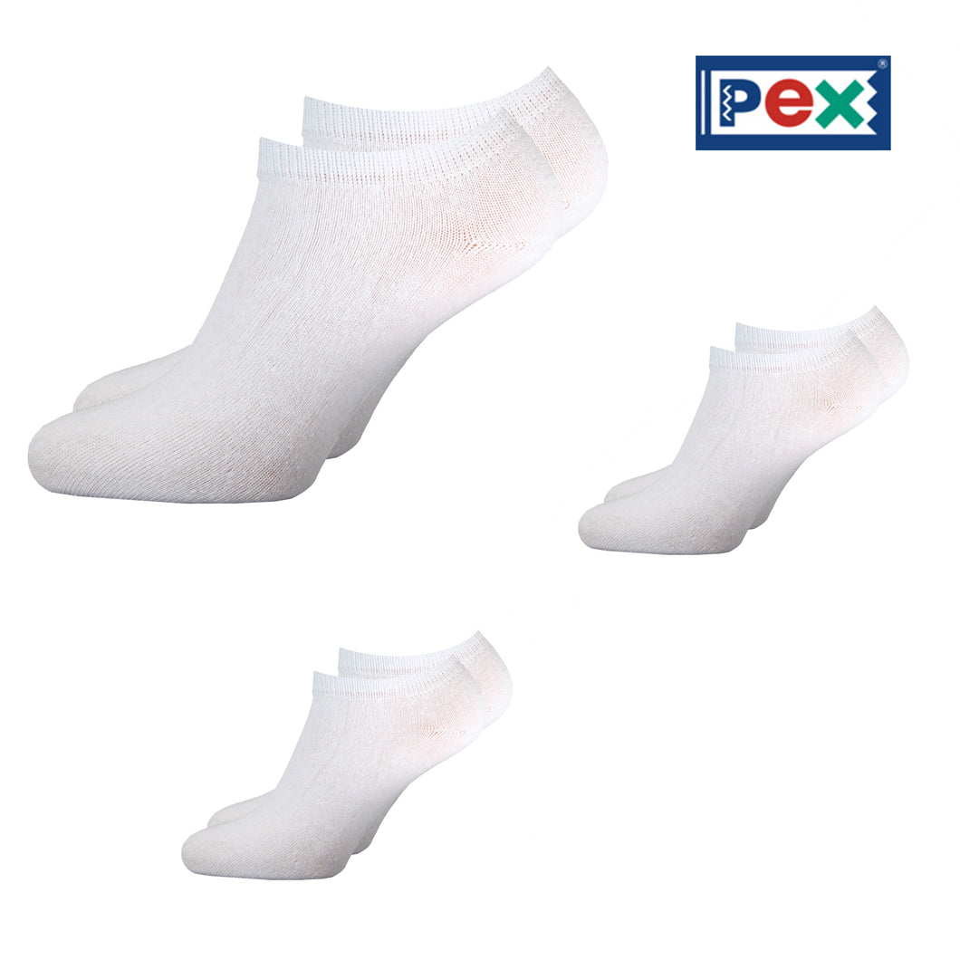 Pex 3 Pair Pack of White Sports Liner Trainer Socks