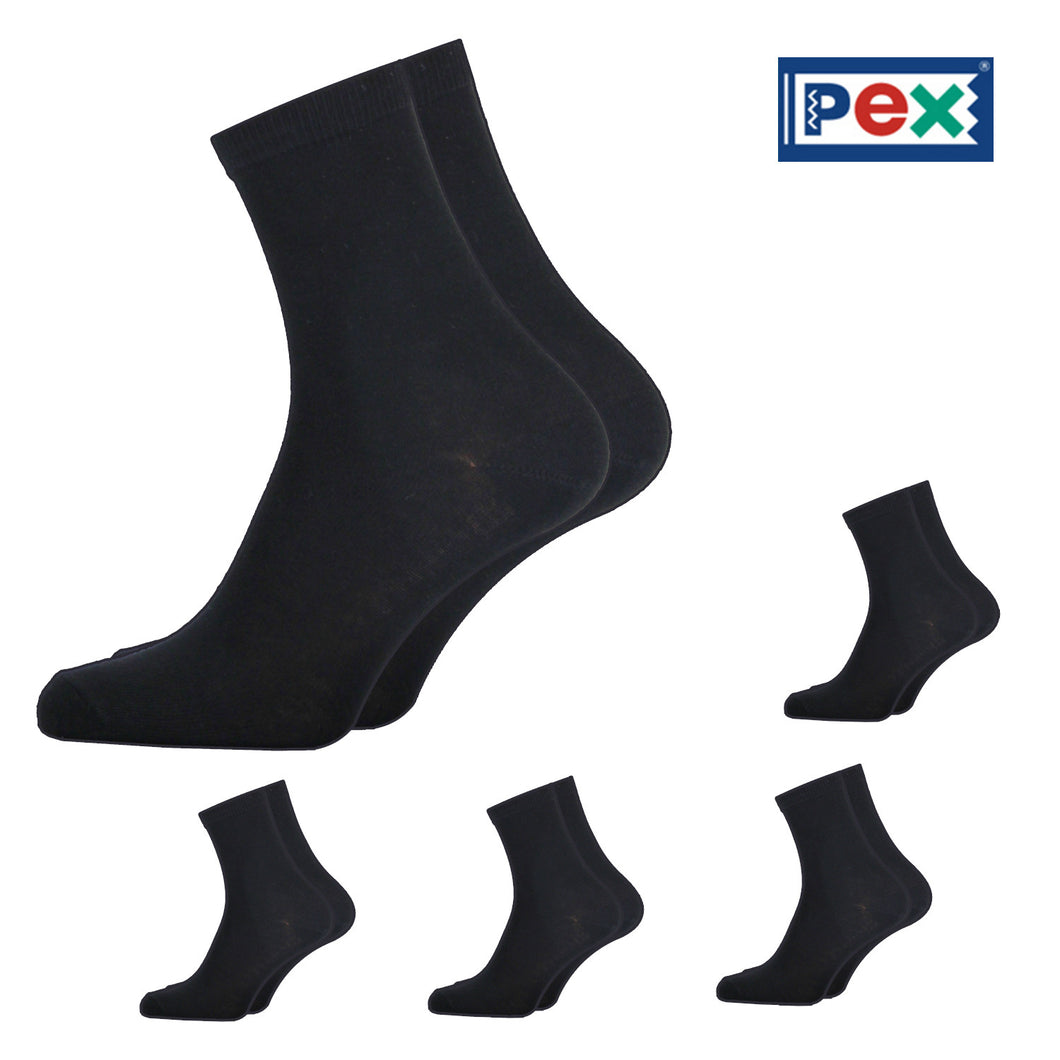 Pex Award 5 Pair Pack of Black Ankle Socks