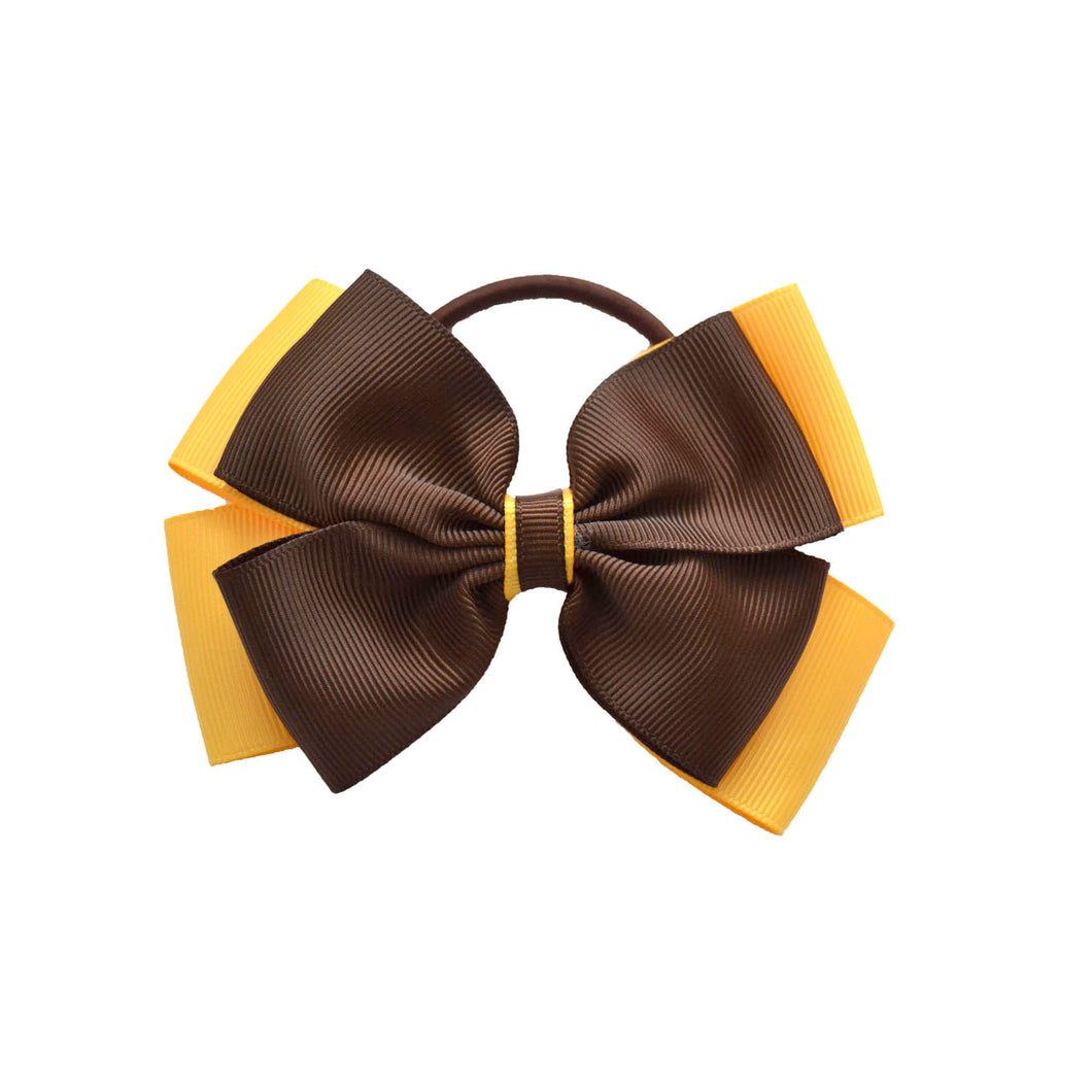 Opal Bow Hair Bobble Brown / Yellow