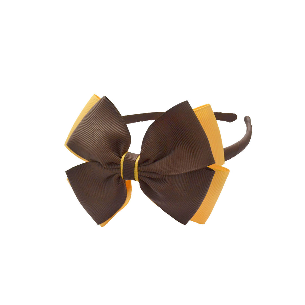Opal Bow Headband Brown / Yellow