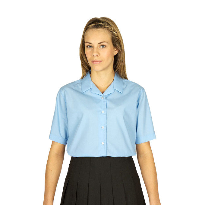 Pack of 2 Short Sleeve Rever Collar Blue Blouses