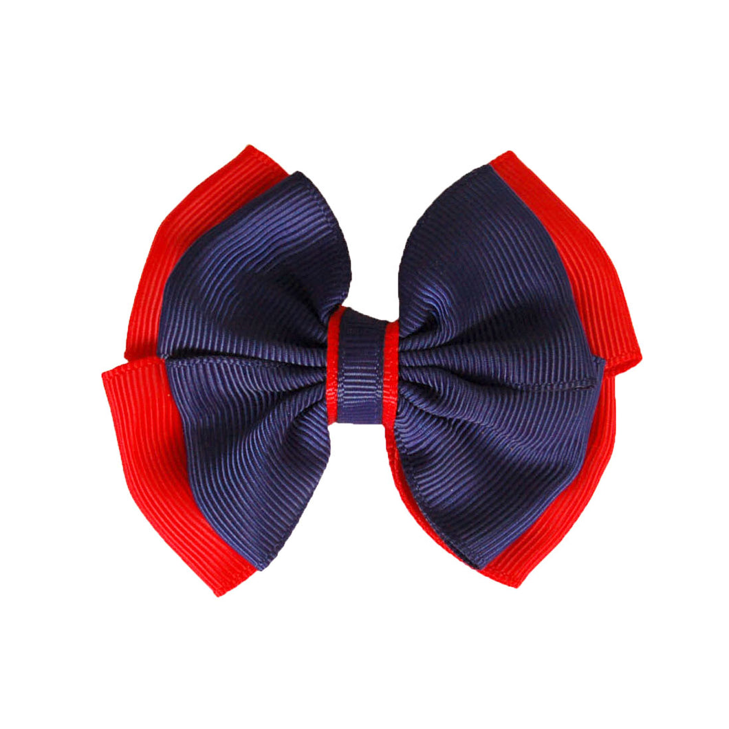 Opal Bow Hair Clip Navy / Red