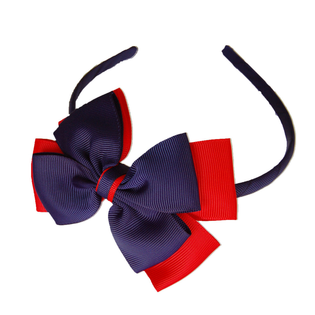 Opal Bow Headband Navy / Red